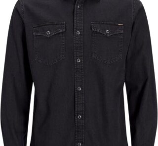 Mens Long Sleeve Denim Shirt Top